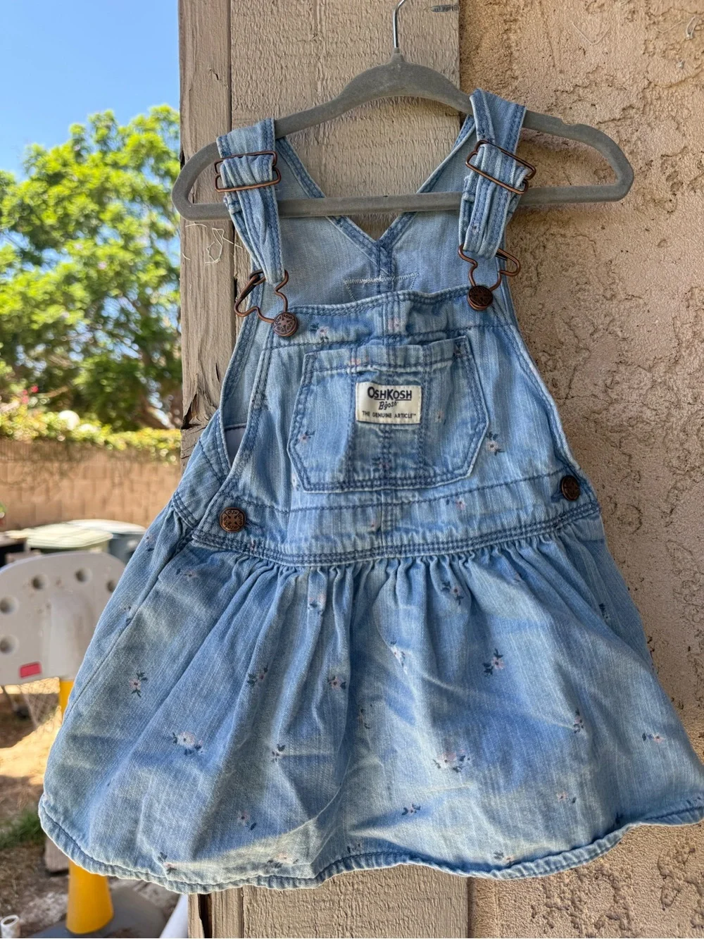 OshKosh B'gosh Light Denim Blue Floral Overall Dress